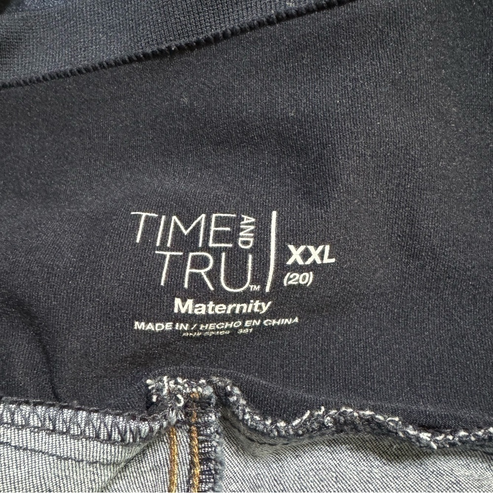 Time and Tru Maternity Denim Blue Jean Shorts Stretchy Belly Women Size 20 XXL - Picture 2 of 10